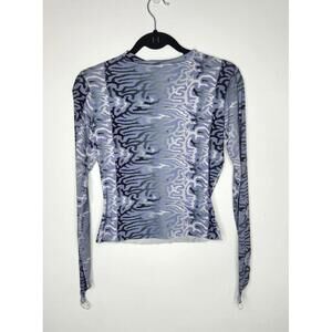 Maisie Wilen Shirt Womens Medium Purple Mesh Long Sleeve Thumb Loops Made USA